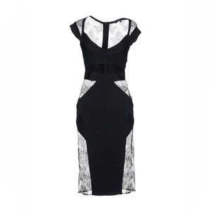 Elisabeth’s Franchi midi dress: black bandage and lace dress